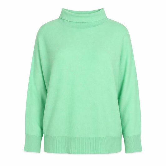 Front view of Phase Eight Women’s Green Roll Neck Cotton Cashmere Jumper, size M