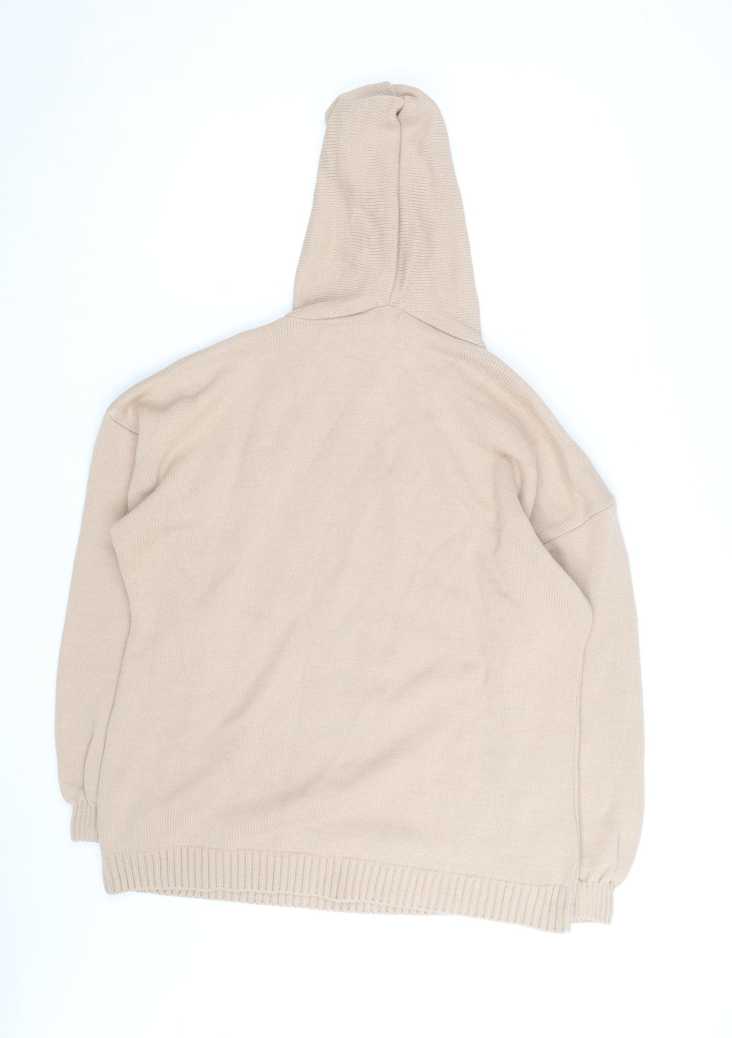 boohoo Men Beige Knit Pullover Hoodie XL Regular Fit
