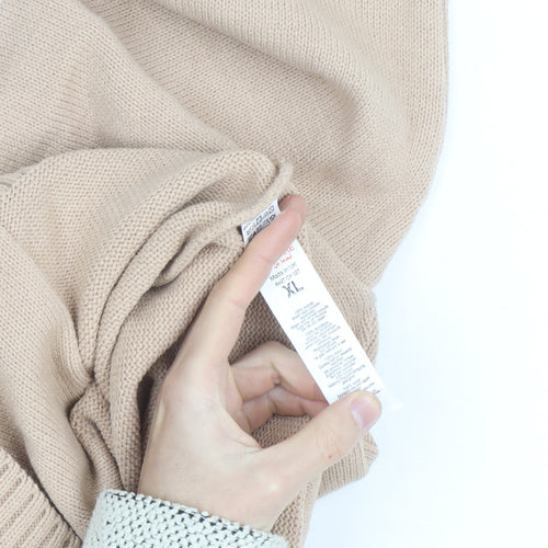 boohoo Men Beige Knit Pullover Hoodie XL Regular Fit
