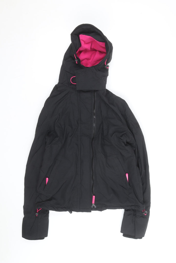 Superdry Womens Black Windcheater Hooded Windbreaker Jacket L