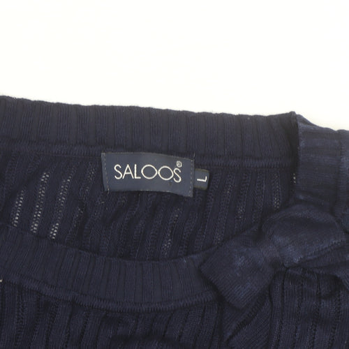 Saloos Women's Navy Blue Lace Puff Sleeve Pullover Jumper Size L