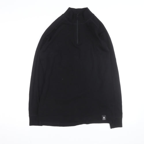 Mountain Warehouse Men’s Black Merino Wool Long Sleeve 1/4 Zip Top L