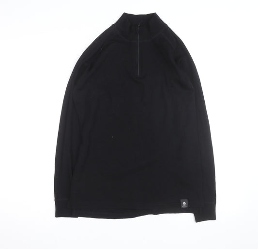 Mountain Warehouse Men’s Black Merino Wool Long Sleeve 1/4 Zip Top L