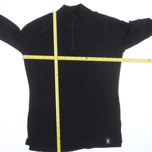 Mountain Warehouse Men’s Black Merino Wool Long Sleeve 1/4 Zip Top L