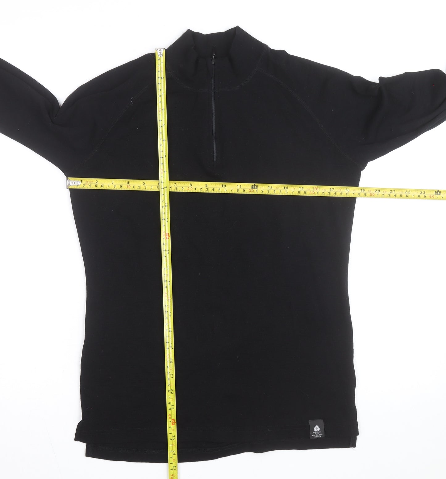 Mountain Warehouse Men’s Black Merino Wool Long Sleeve 1/4 Zip Top L