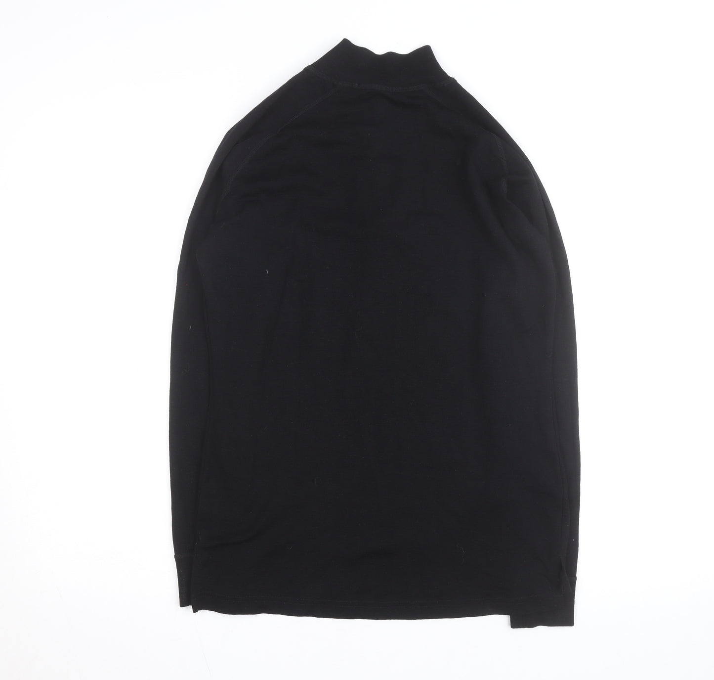 Mountain Warehouse Men’s Black Merino Wool Long Sleeve 1/4 Zip Top L