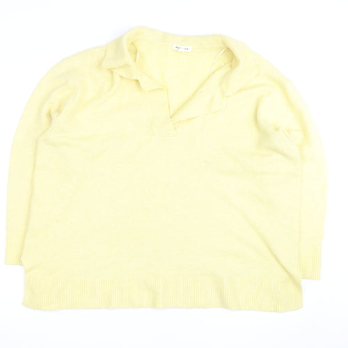 Monsoon Women Yellow Wool Blend Collared Pullover Jumper Size L