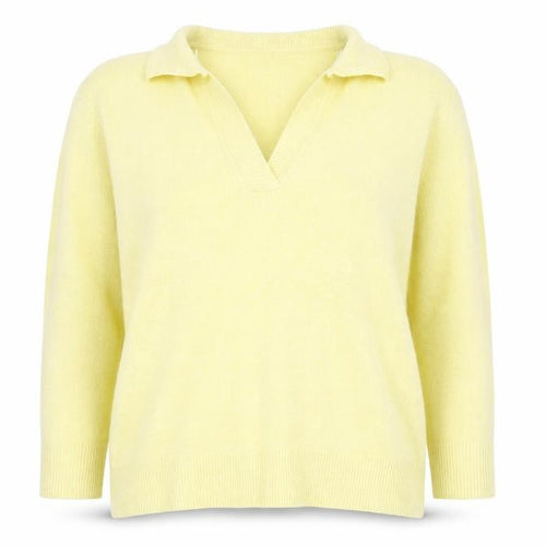 Monsoon Women Yellow Wool Blend Collared Pullover Jumper Size L