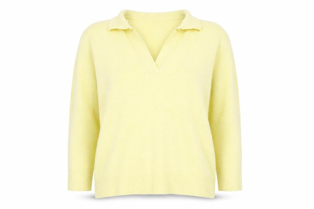 Monsoon Women Yellow Wool Blend Collared Pullover Jumper Size L