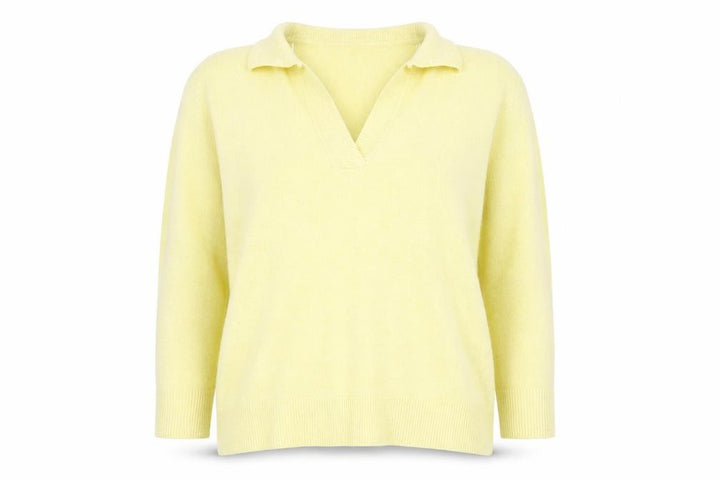 Monsoon Women Yellow Wool Blend Collared Pullover Jumper Size L