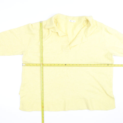 Monsoon Women Yellow Wool Blend Collared Pullover Jumper Size L