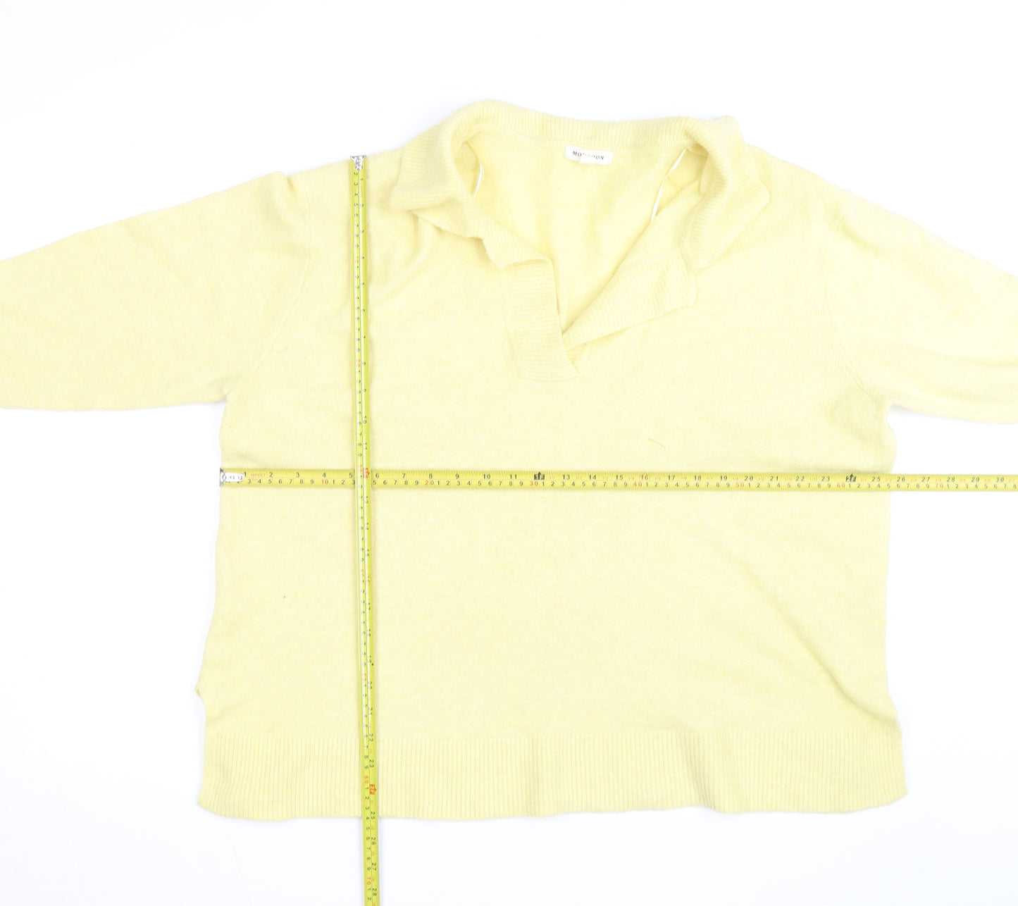 Monsoon Women Yellow Wool Blend Collared Pullover Jumper Size L