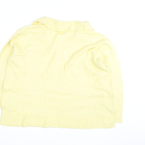 Monsoon Women Yellow Wool Blend Collared Pullover Jumper Size L