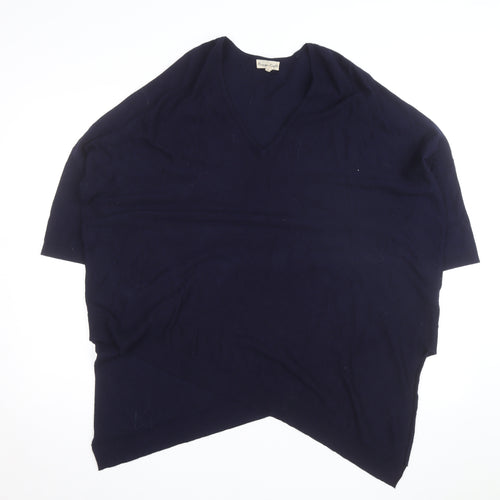 Phase Eight Women's Blue V-Neck Knit Cape Jumper Size M