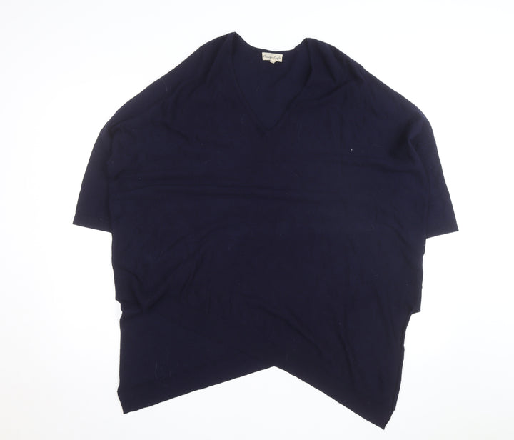 Phase Eight Women's Blue V-Neck Knit Cape Jumper Size M