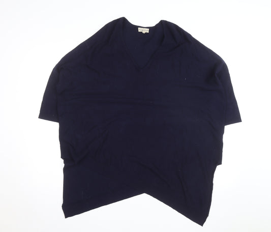 Phase Eight Women's Blue V-Neck Knit Cape Jumper Size M