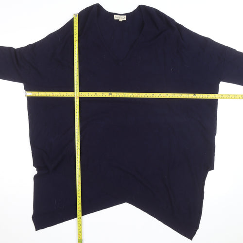 Phase Eight Women's Blue V-Neck Knit Cape Jumper Size M
