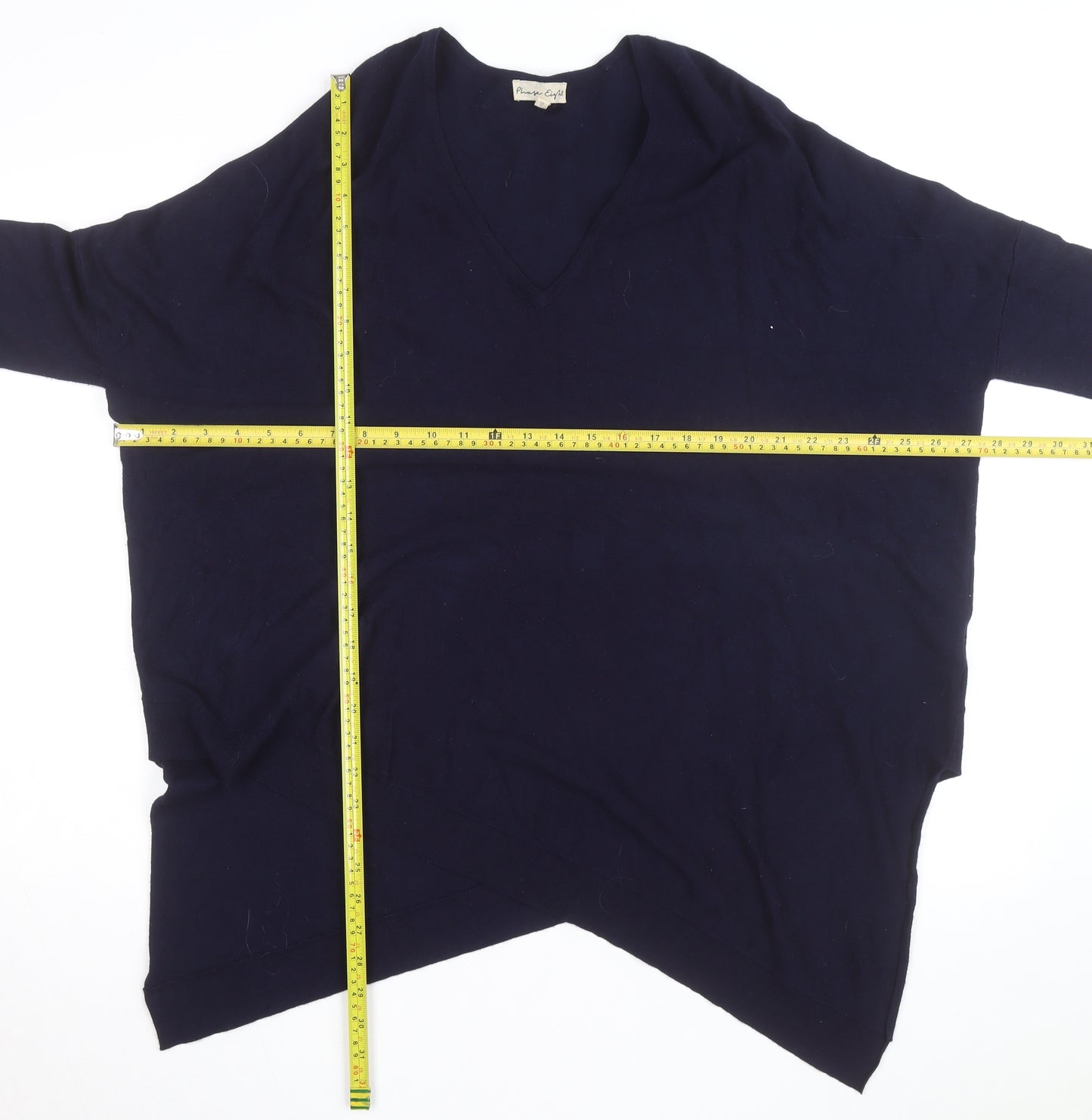 Phase Eight Women's Blue V-Neck Knit Cape Jumper Size M