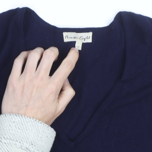 Phase Eight Women's Blue V-Neck Knit Cape Jumper Size M