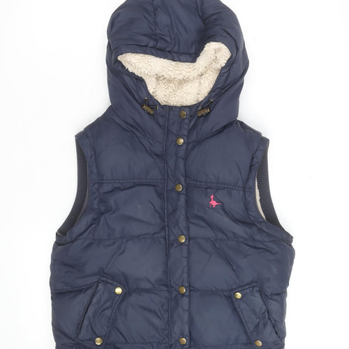 Jack Wills Womens Blue Puffer Hooded Waistcoat Size 12