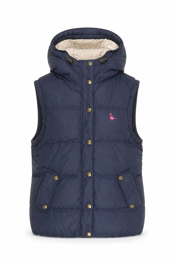 Jack Wills Womens Blue Puffer Hooded Waistcoat Size 12