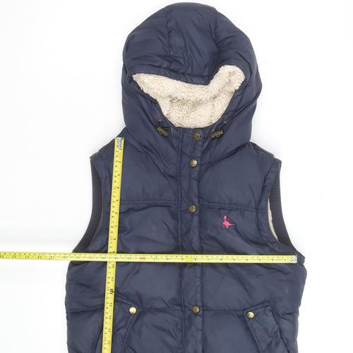 Jack Wills Womens Blue Puffer Hooded Waistcoat Size 12