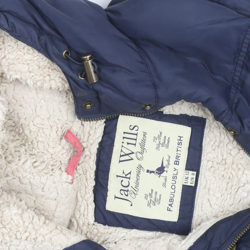 Jack Wills Womens Blue Puffer Hooded Waistcoat Size 12