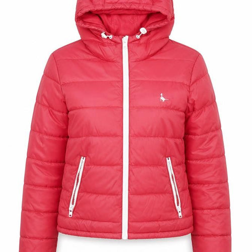 Jack Wills Womens Red Puffer Jacket Hooded UK 10 Winter Casual