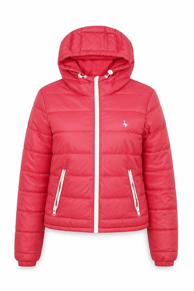 Jack Wills Womens Red Puffer Jacket Hooded UK 10 Winter Casual