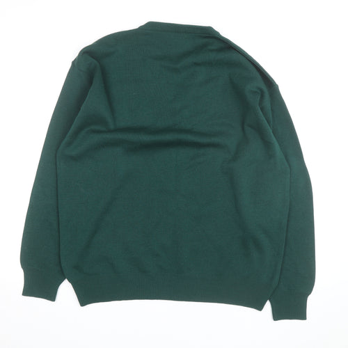 Franco Ponti Men's Green Wool V-Neck Pullover Jumper XL