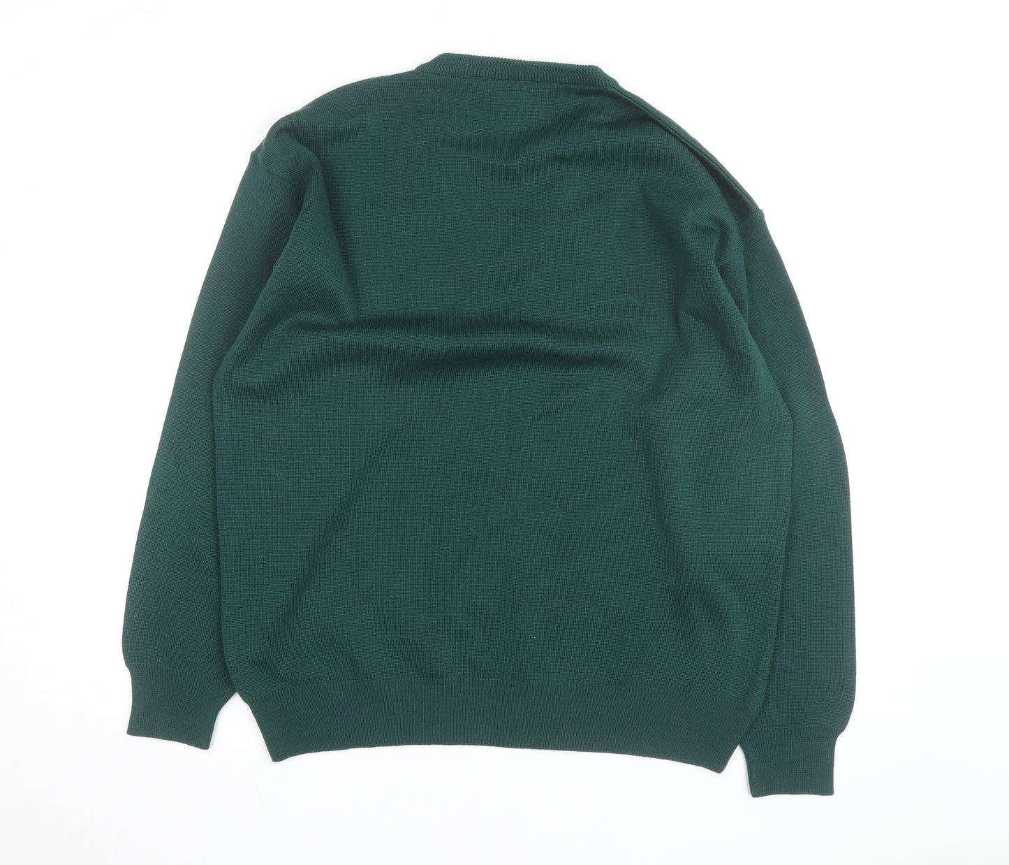 Franco Ponti Men's Green Wool V-Neck Pullover Jumper XL
