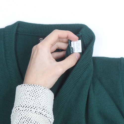 Franco Ponti Men's Green Wool V-Neck Pullover Jumper XL