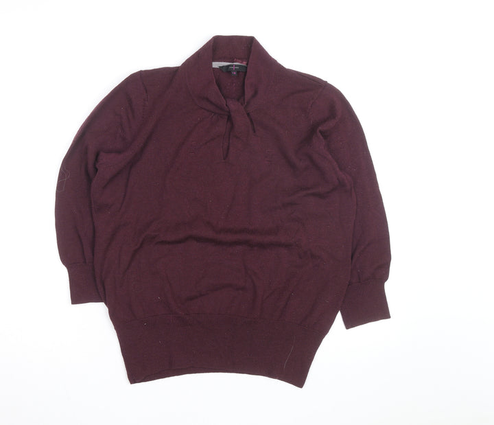 Jasper Conran Womens Purple Wool Blend Cowl Neck Jumper Size 18