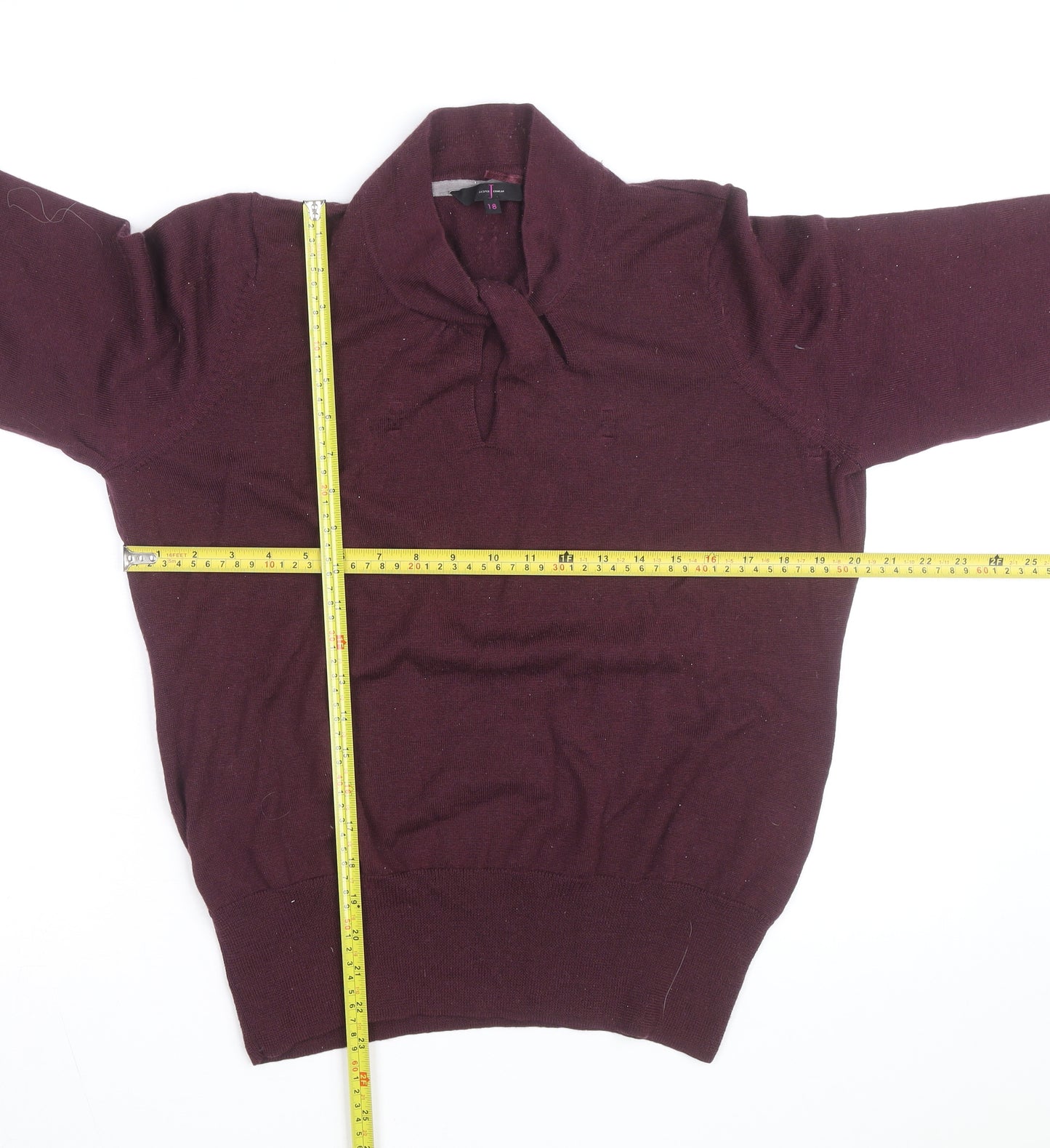 Jasper Conran Womens Purple Wool Blend Cowl Neck Jumper Size 18