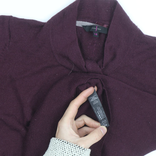 Jasper Conran Womens Purple Wool Blend Cowl Neck Jumper Size 18