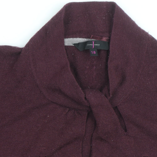 Jasper Conran Womens Purple Wool Blend Cowl Neck Jumper Size 18