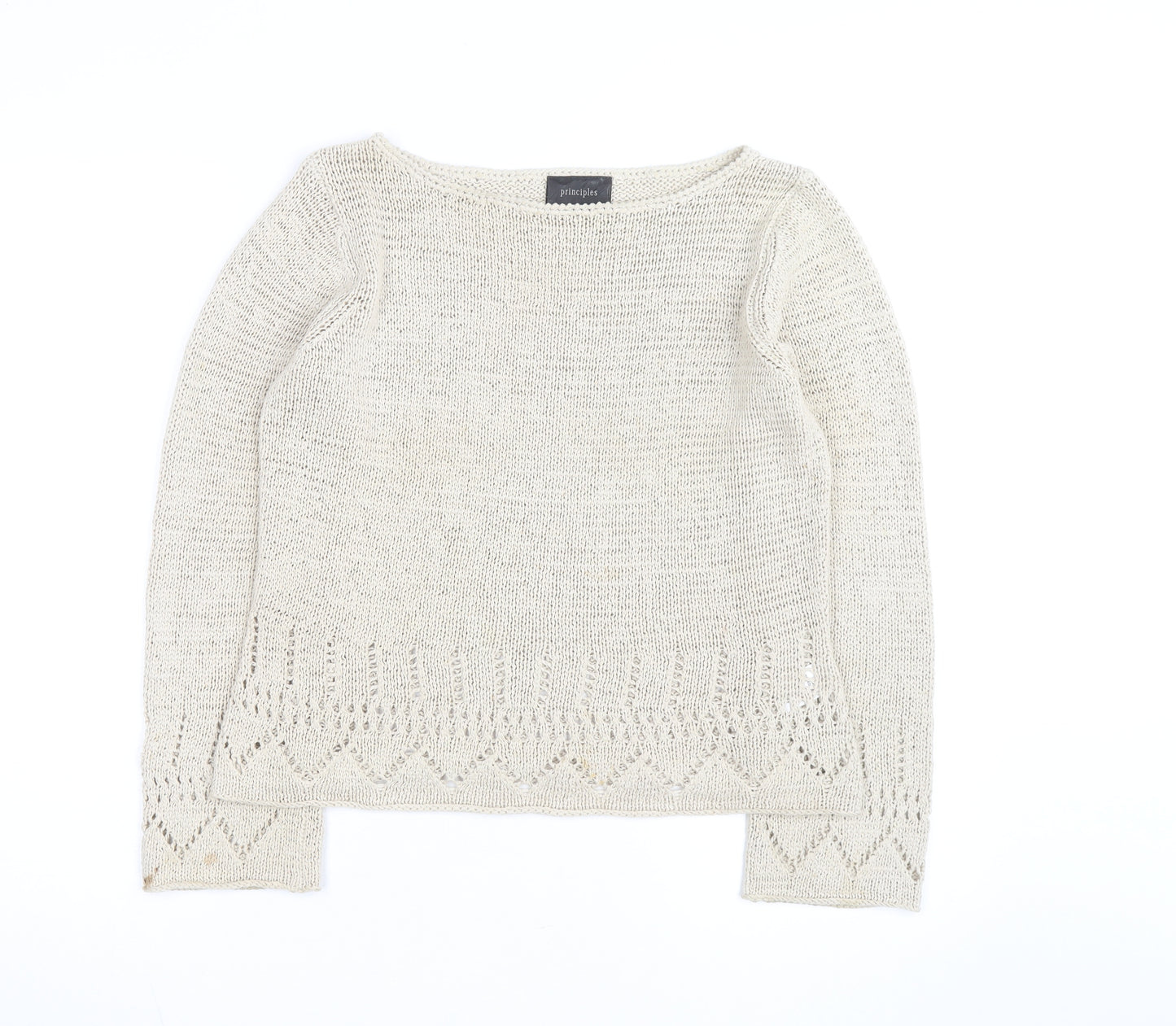 Principles Women’s Ivory Cotton Open-Knit Jumper Size 14