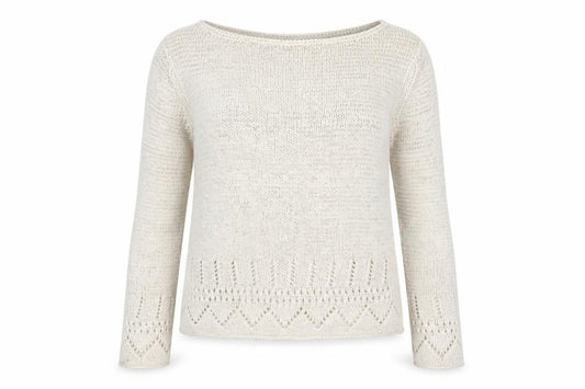 Front view of Principles Women’s Ivory Cotton Open-Knit Jumper, size UK 14