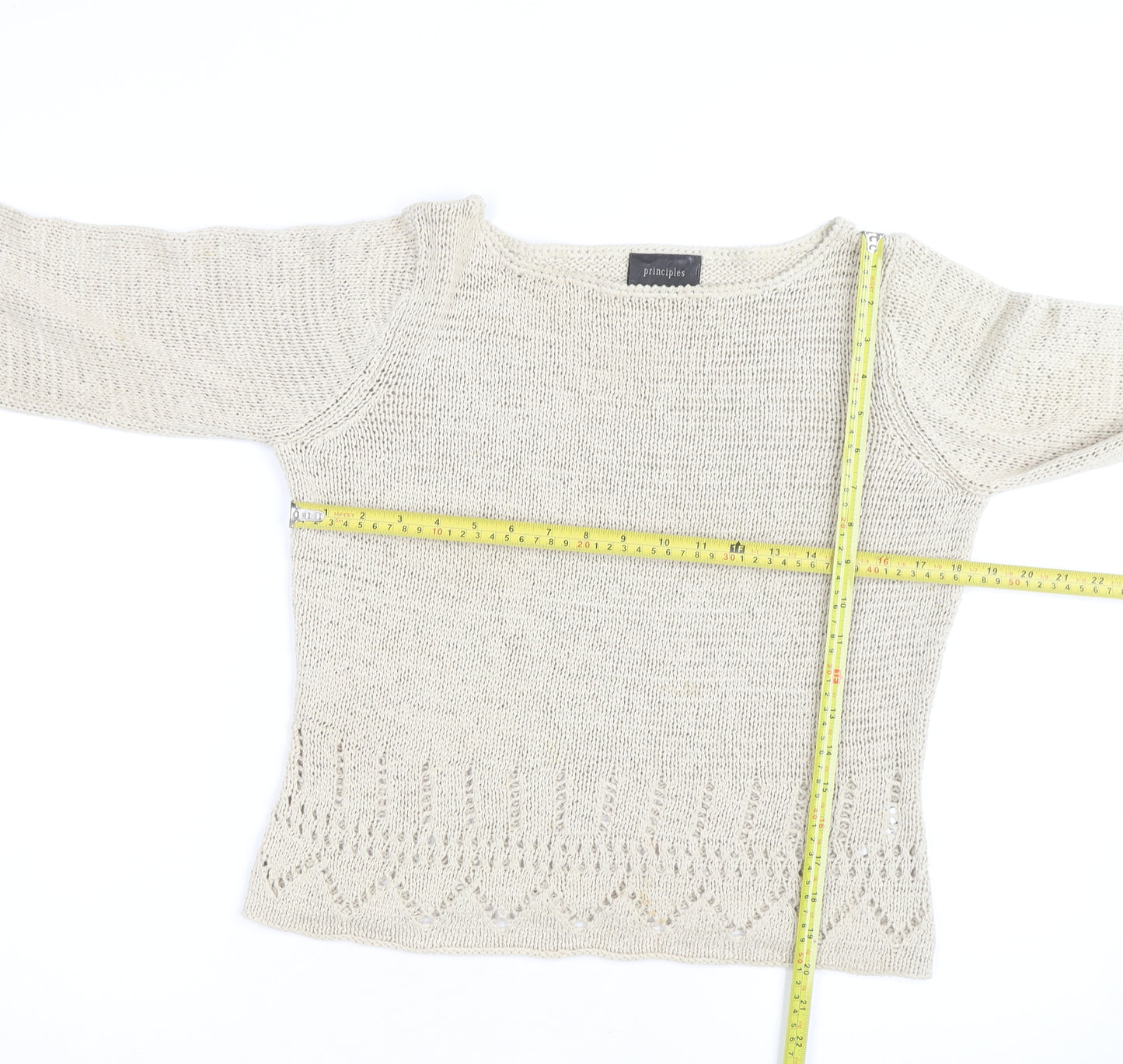 Principles Women’s Ivory Cotton Open-Knit Jumper Size 14