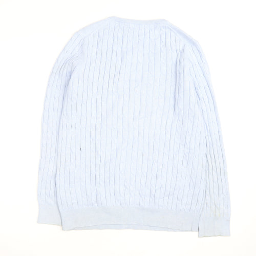 Crew Clothing Company Women’s Blue V-Neck Cable Knit Jumper M