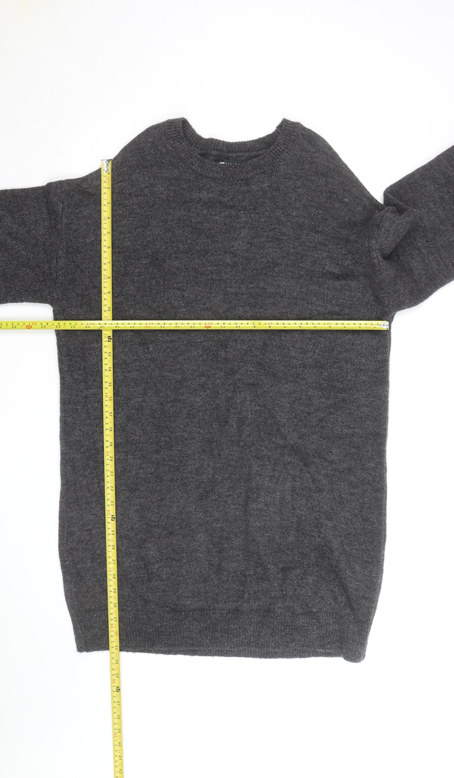 ASOS Women’s Grey Wool Blend Crew Neck Long Sleeve Jumper Size S
