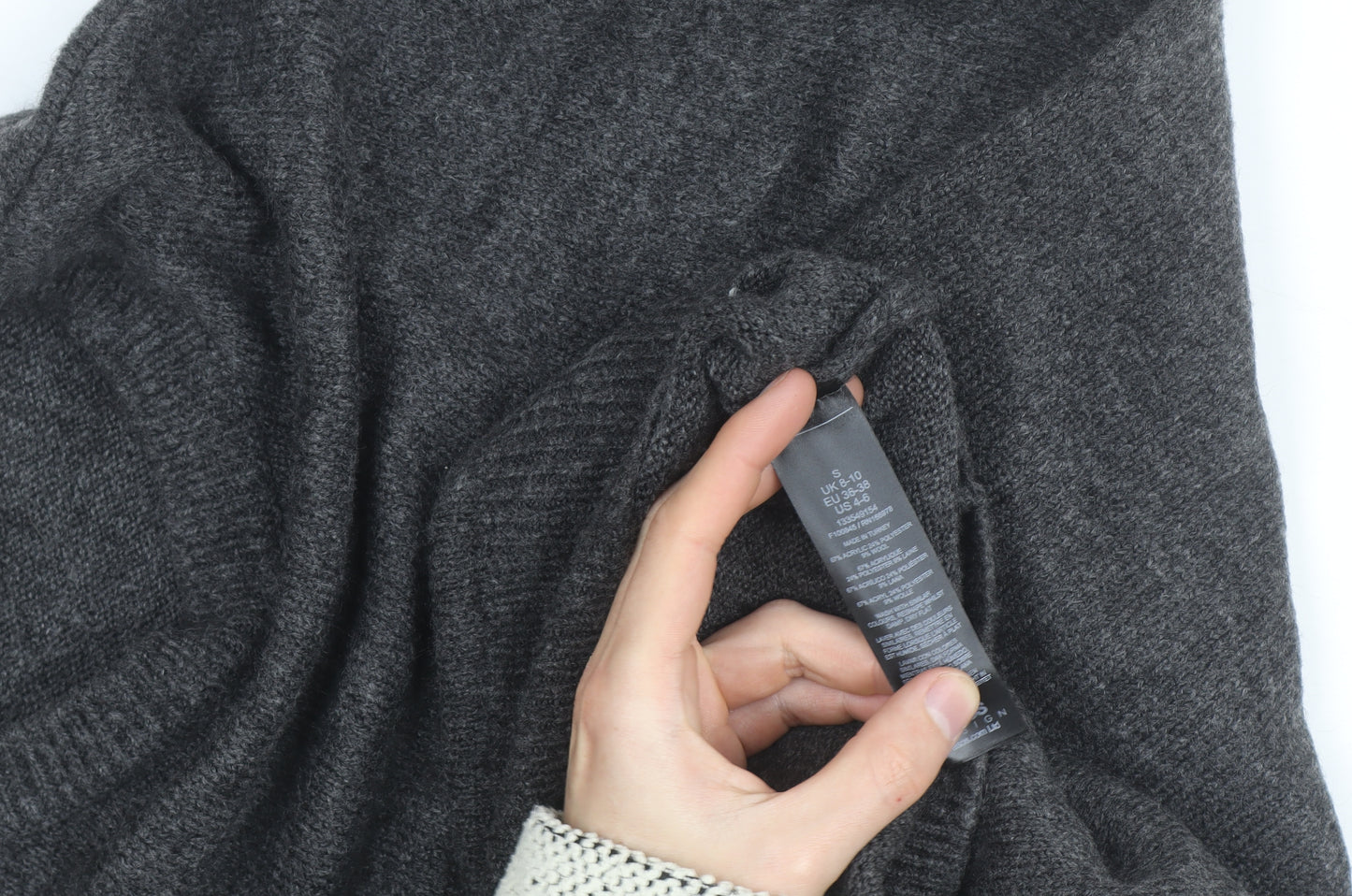 ASOS Women’s Grey Wool Blend Crew Neck Long Sleeve Jumper Size S