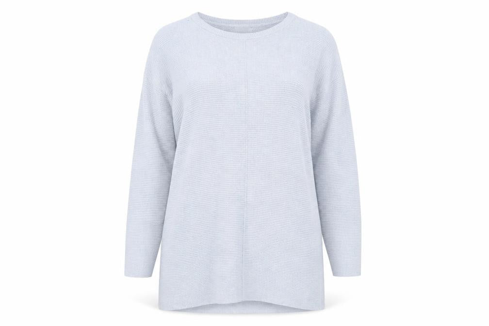 Cotton Traders Women Blue Knit Long Sleeve Shift Dress M