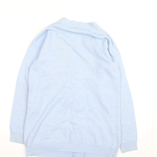 Artigiano Women Blue Merino Wool Blend Cardigan L V-Neck Knit