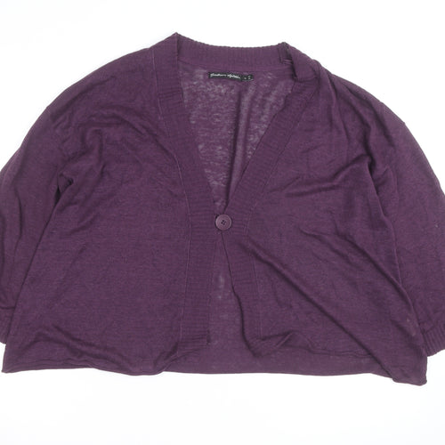 Gudrun Sjödén Women's Purple Cotton V-Neck 3/4 Sleeve Cardigan L