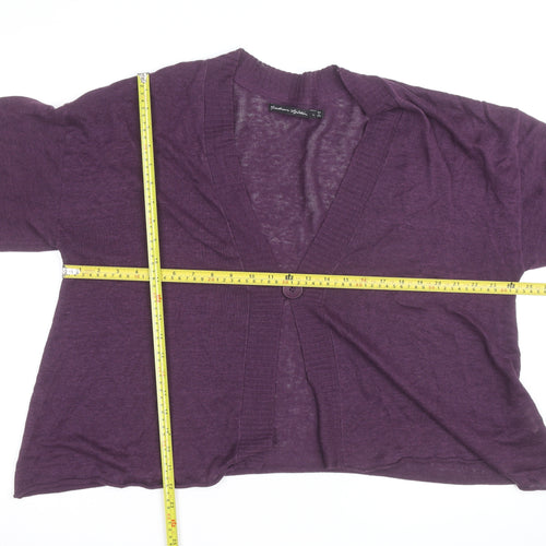 Gudrun Sjödén Women's Purple Cotton V-Neck 3/4 Sleeve Cardigan L