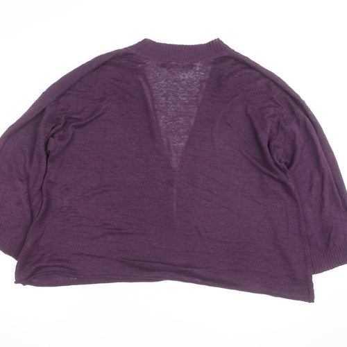Gudrun Sjödén Women's Purple Cotton V-Neck 3/4 Sleeve Cardigan L