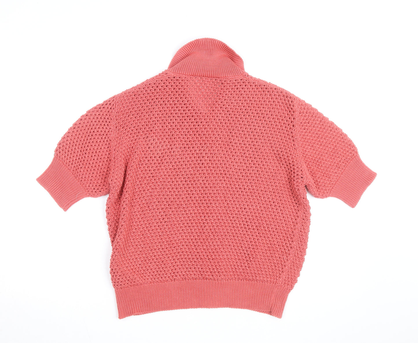 Agnès b. Women’s Pink Collared Short Sleeve Cardigan Size 12 100% Cotton