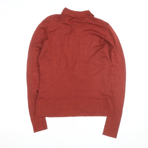 Gallery Womens Brown Collared Henley Jumper Small Long Sleeve Knit