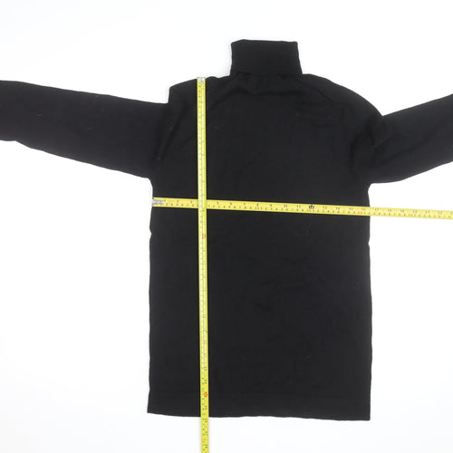 Benetton Men's Black Merino Wool Roll Neck Jumper Size S